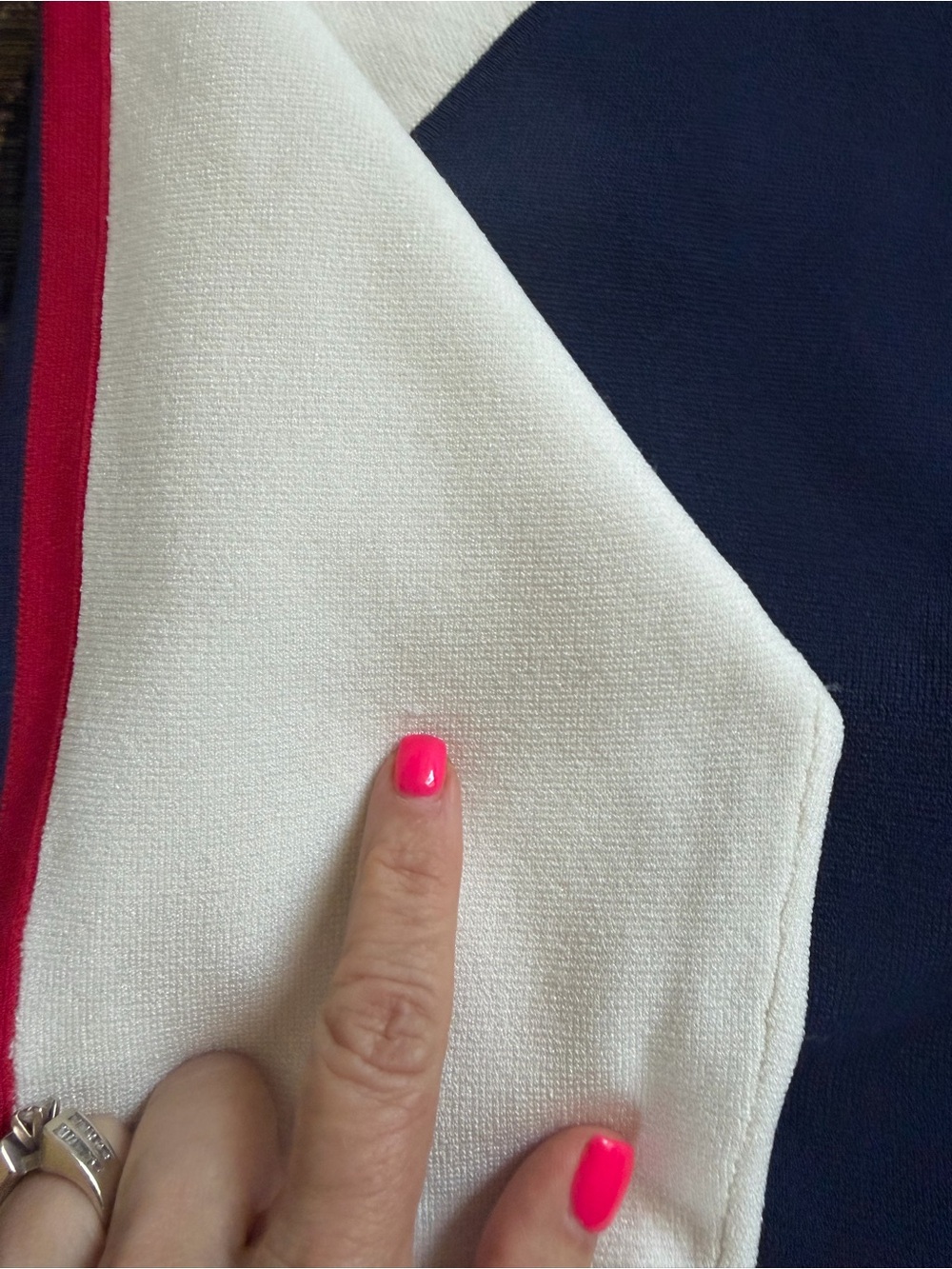 Madewell NWT Zip Racer Quarter Zip Sweater Navy Ivory Red XS - Picture 8 of 9